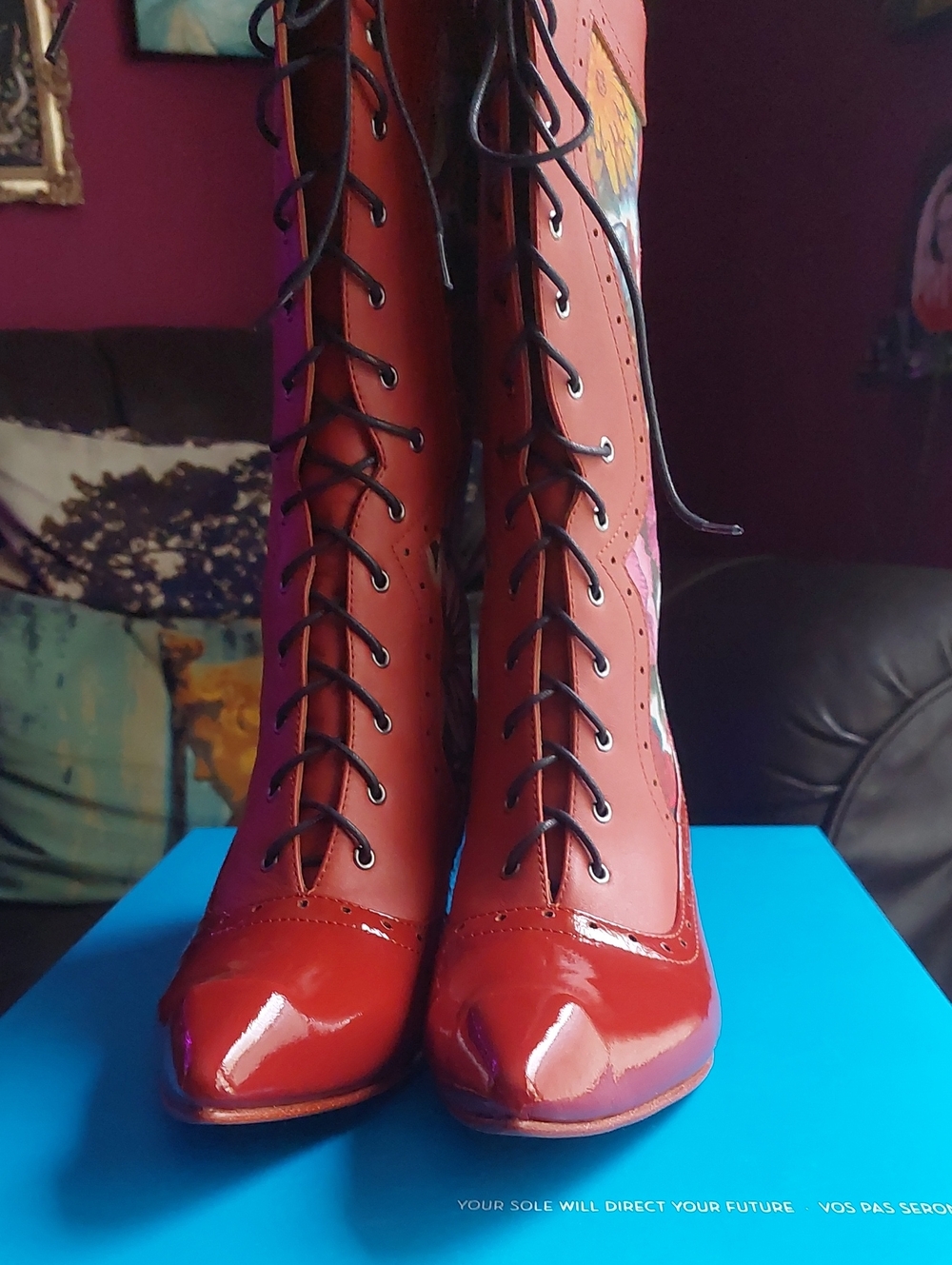 Fluevog Brown Floral Chaminade Boot